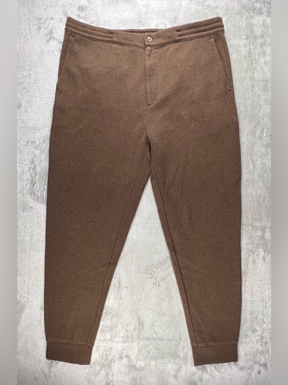 POLO RALPH LAUREN Double Knit Mesh Knit Joggers Mens SIZE LARGE Brown Button Zip